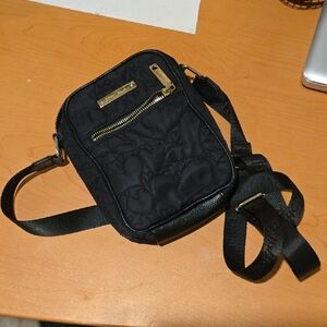 Betsey Johnson Black Quilted Bag with Gold Detail